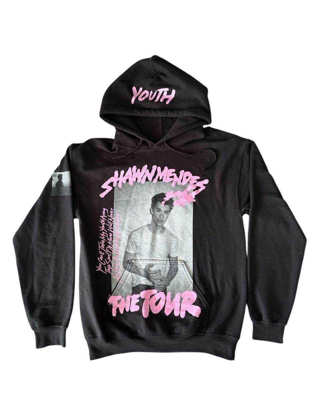 Shawn Mendes Black Concert Hoodie Pink Graphic Print Small